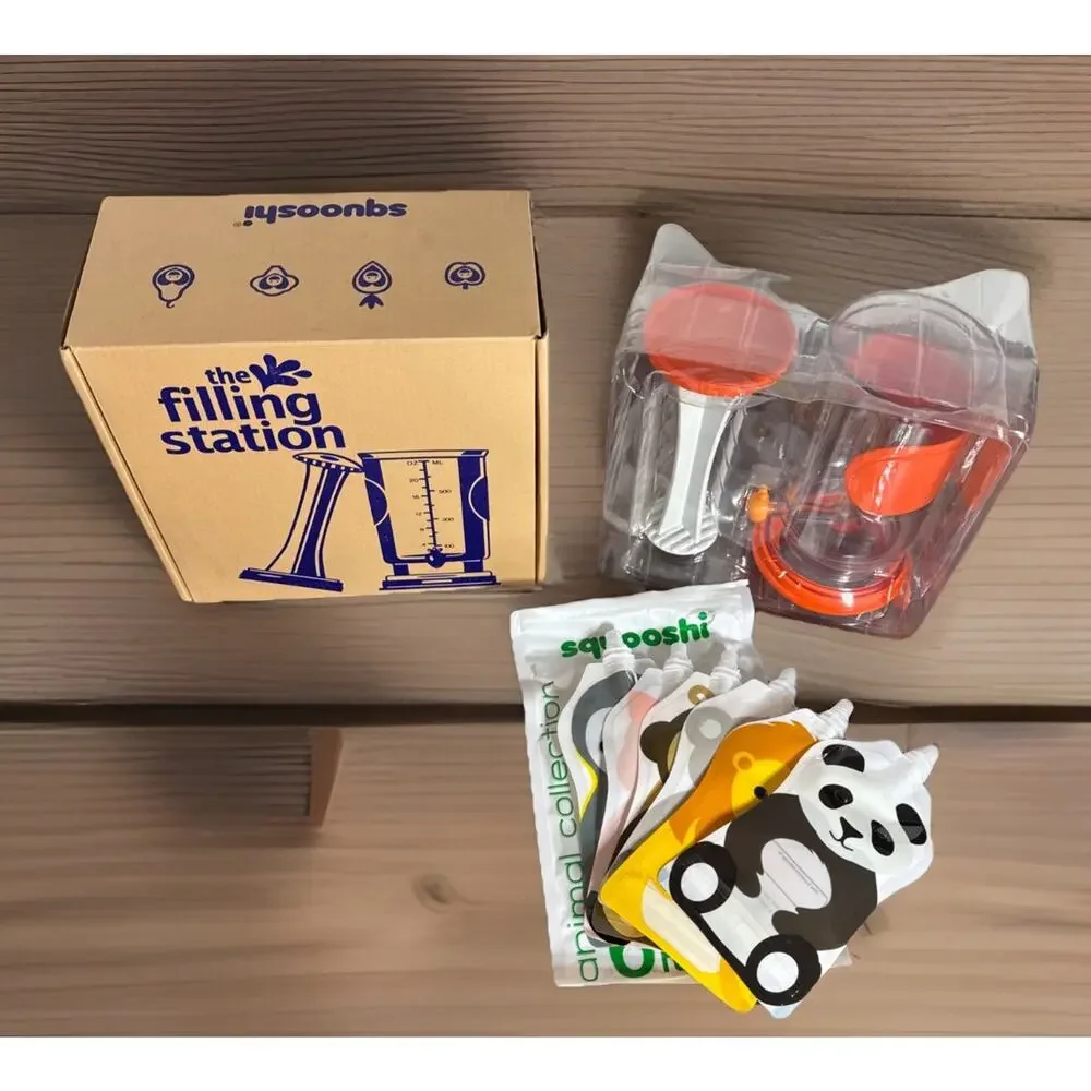 Squooshi Filling Station Baby Food Pouch Maker with 6 Reusable Pouches With Lids